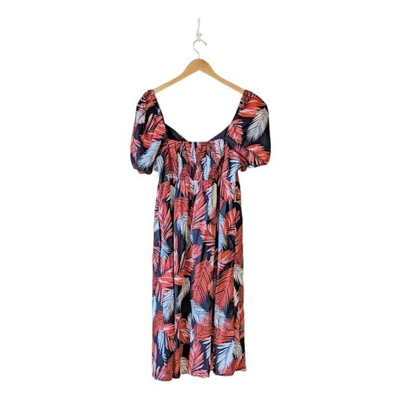 J.Crew Black Wildfire Print Puff-Sleeve Twist-Front Midi Dress NWT - Picture 7 of 14